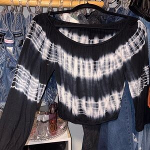 Black and White Tie-Dye Women's Top